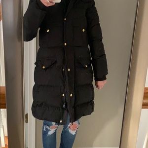 Black puffy J. Crew coat